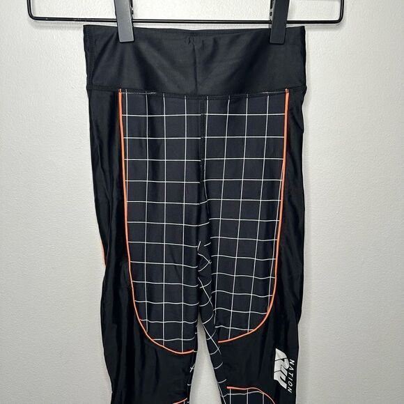 P.E Nation The Hammer Throw Legging Black/White Graph Paper Print Orange Piping - Picture 6 of 12